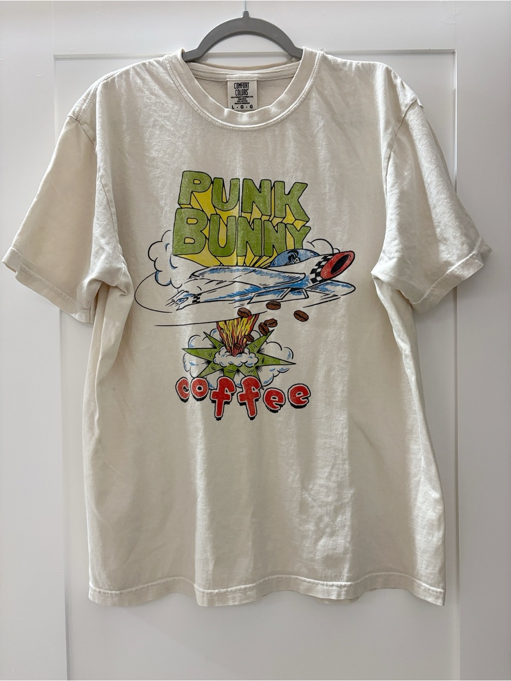 Green Day Punk Bunny Coffee Dookie Airplane Graphic Tee Comfort Colors L